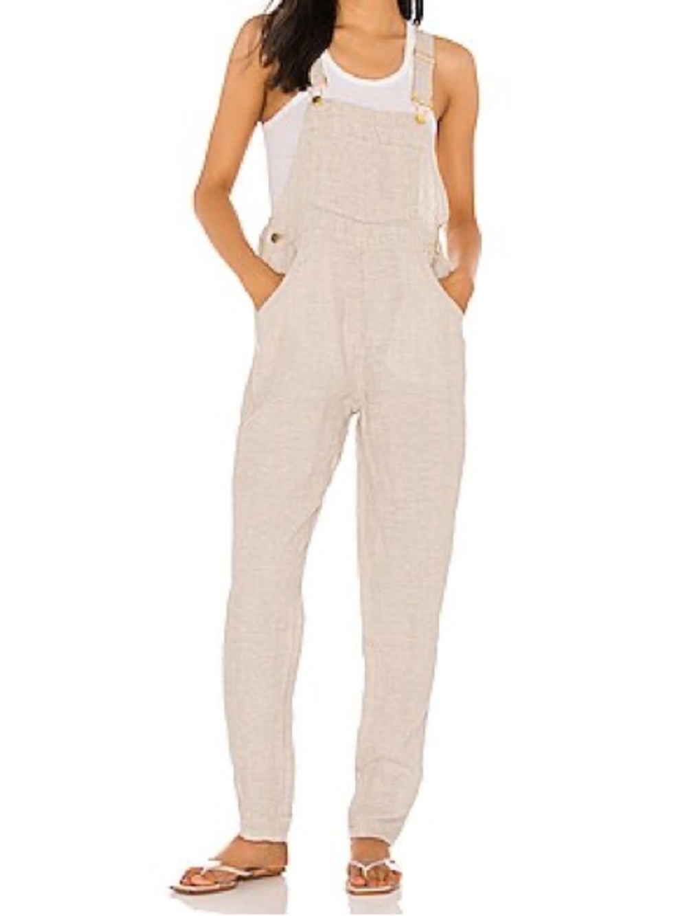 WeWoreWhat Linen Beige Overalls